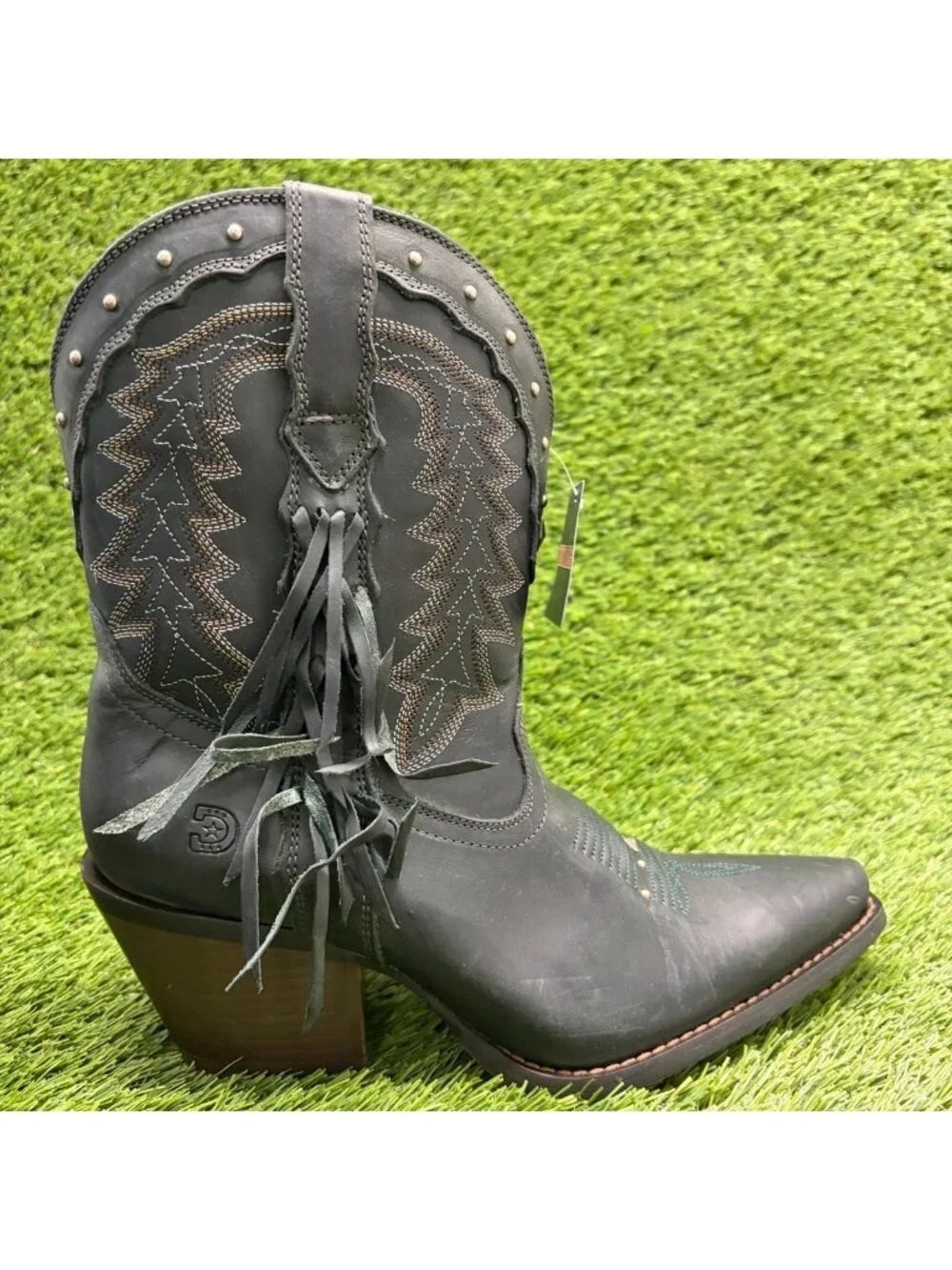 Durango Crush Womens Size 8 Black Cowgirl Western Snip Toe Zip Up Fashion Boots